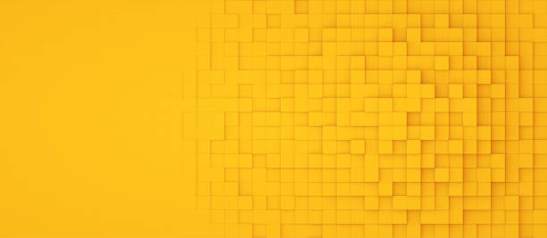 人工的な正方形ブロック輪郭構造パターンの単純な黄色の背景 - seamless tile audio ストックフォトと画像