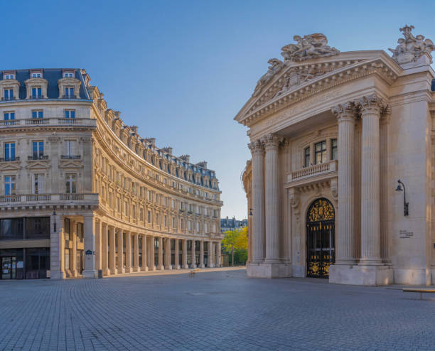 Paris, France: CCIP, Echangeur PME facade and colums of building Paris, France - 05 02 2021: CCIP, Echangeur PME facade and colums of New Music in Freedom building église saint eustache stock pictures, royalty-free photos & images
