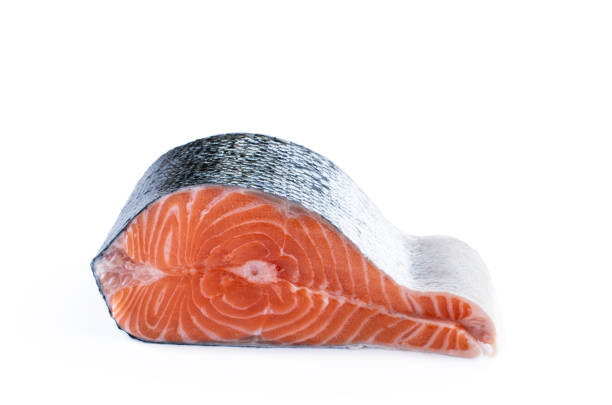 istock Fresh salmon steak slice isolated on white 1316505704