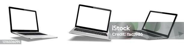 Laptop Mock Up With Blank Screen Stock Illustration - Download Image Now - Laptop, Template, Computer