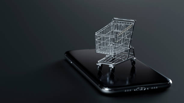 Realistic shopping cart on a cell phone screen