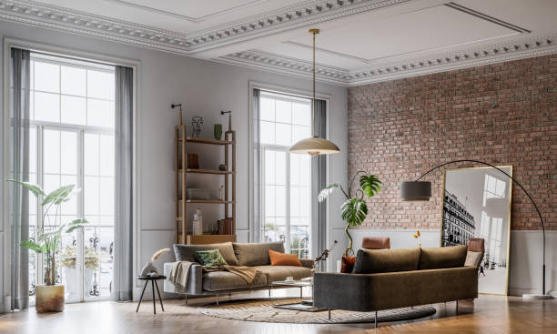 istock 3D rendering of modern living room interior 1316508805