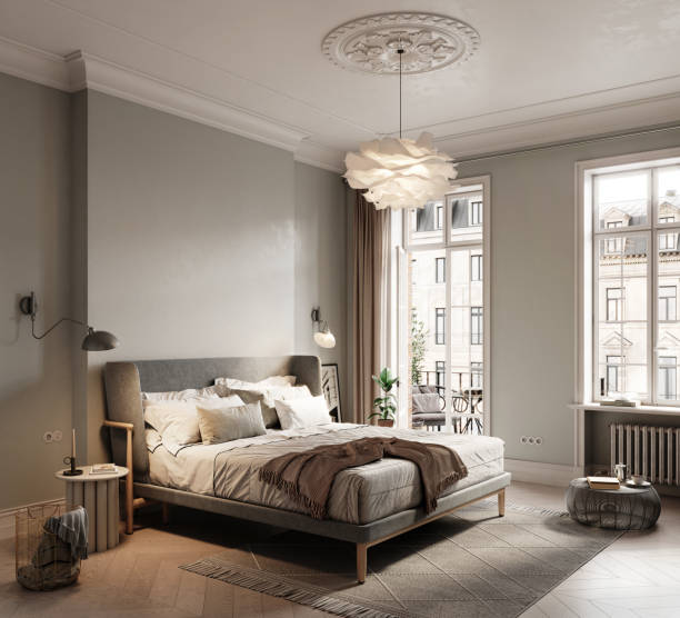 istock 3D rendering of a modern bedroom interiors 1316509392