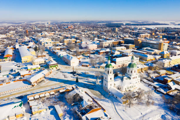 istock Snow covered Zaraysk cityscape with Trinity Church on sunny day 1316509621