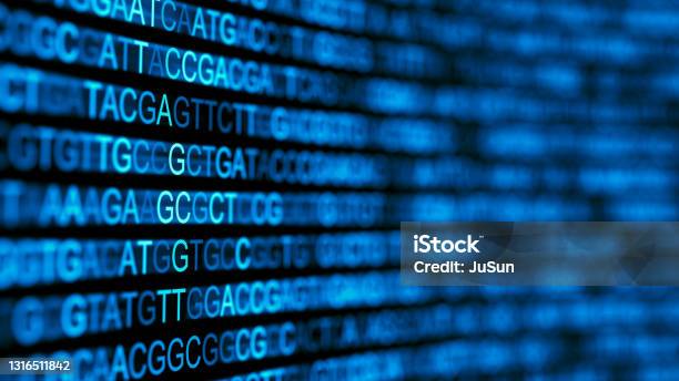 Digital Screen With Dna Data Background Nucleic Acid Sequence Genetic Research 3d Illustration Stock Photo - Download Image Now