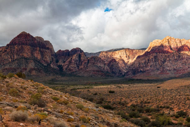 istock Cloudy Desert Valley Floor before Spring Mountains Red Rock Canyon 1316517376