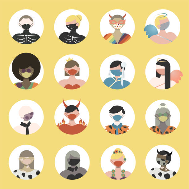 istock People Avatar Icons in Halloween Costumes Wearing Face Masks 1316518346