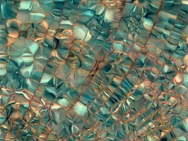 Pearl Abstract Seashell Crystal Mineral Texture Abalone Teal Gold Turquoise Light Blue Malachite Quartz Stone Stained Glass Pebble Fish Scale Mint Green Pastel Pattern Iridescent Background Distorted Fractal Fine Art for presentation, flyer, greeting card, poster, brochure, banner