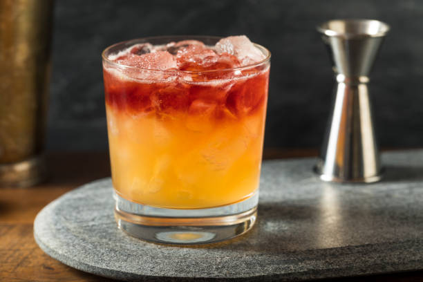 Boozy Port New York Sour Cocktail Boozy Port New York Sour Cocktail with Bourbon sour taste stock pictures, royalty-free photos & images