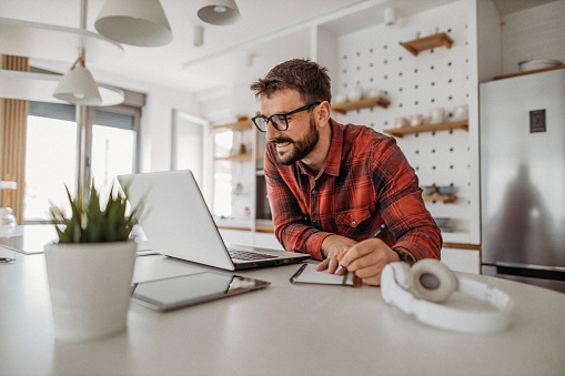 Young professional staying at home