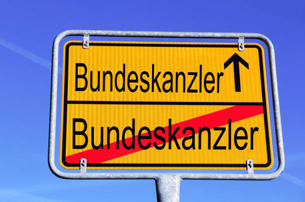 A German street sign with chancellor to chancellor A German street sign with chancellor to chancellor chancellor of germany photos stock pictures, royalty-free photos & images