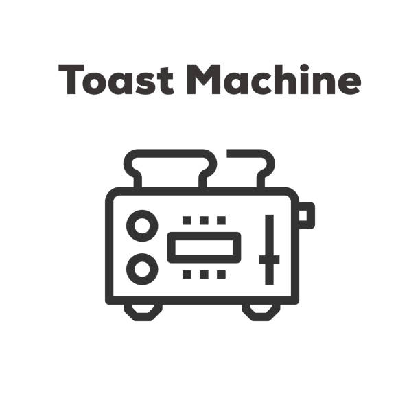 ilustrações, clipart, desenhos animados e ícones de ícone da linha da máquina de torrada, torradeira* - sandwich turkey bread toast