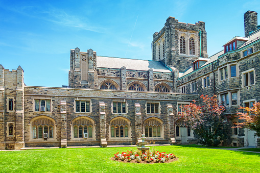 Knox College building at University of Toronto, Toronto, Ontario, Canada on a sunny day.