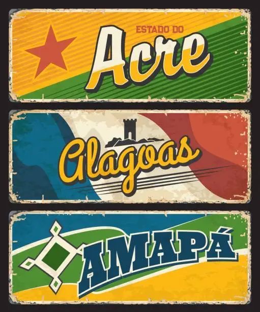 Vector illustration of Brazil Acre, Clagoas, Amapa states