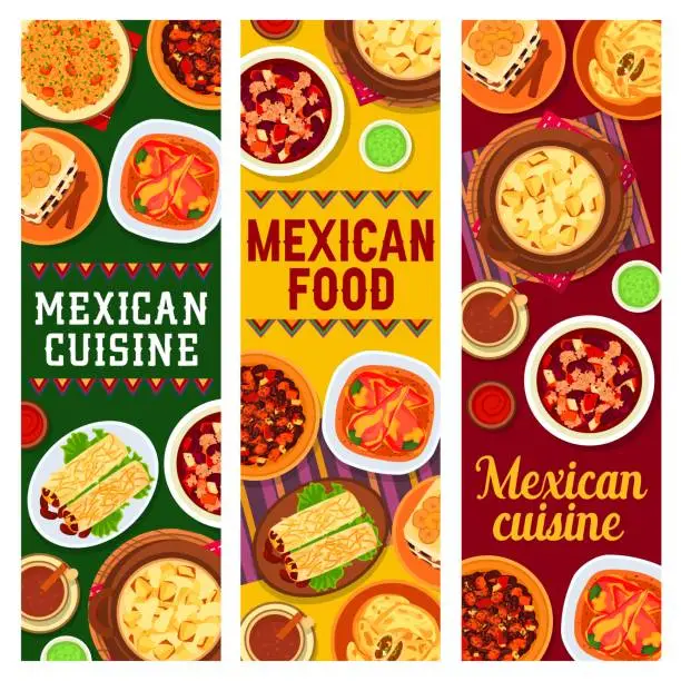 Vector illustration of Mexican cuisine fod vector banners