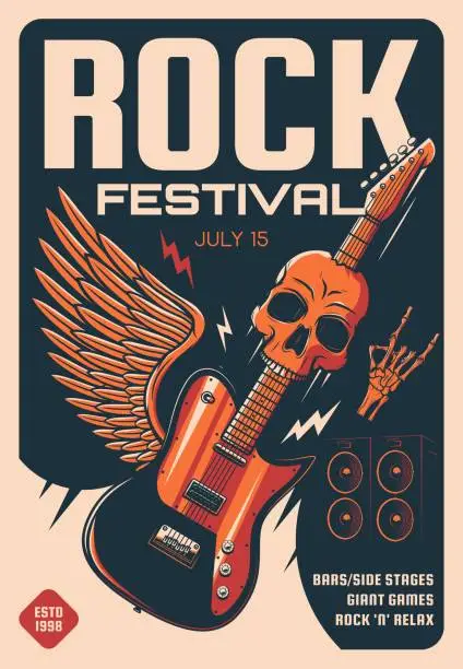 Vector illustration of Rock festival of heavy music poster