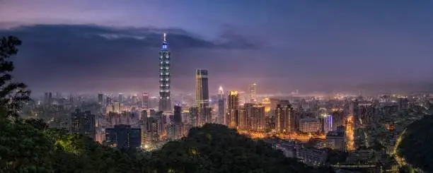 This is a night view of Taipei city in Taiwan.
The night view of Taipei city is well known as a tourist destination in this country.