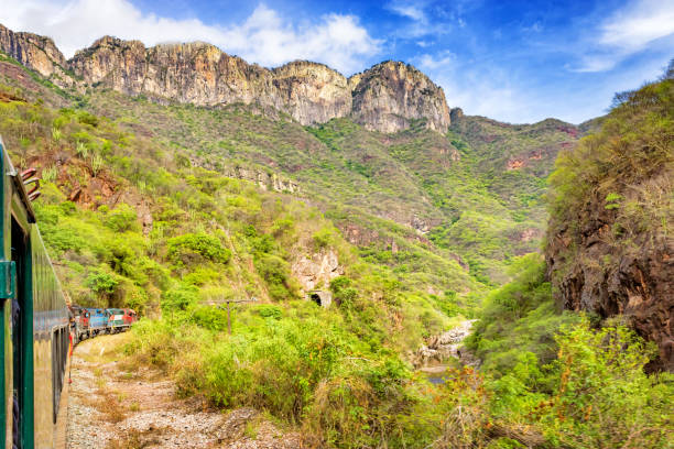 istock Train passes through Copper Canyon Chihuahua Mexico. 1316534179