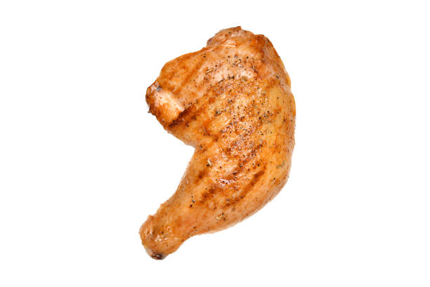 istock Grilled chicken thigh isolated on white background 1316534196