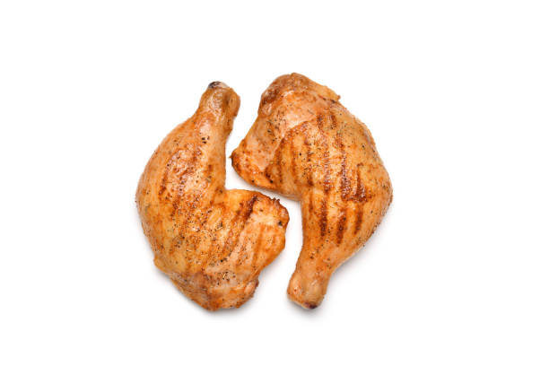 istock Grilled chicken thighs isolated on white background 1316534732
