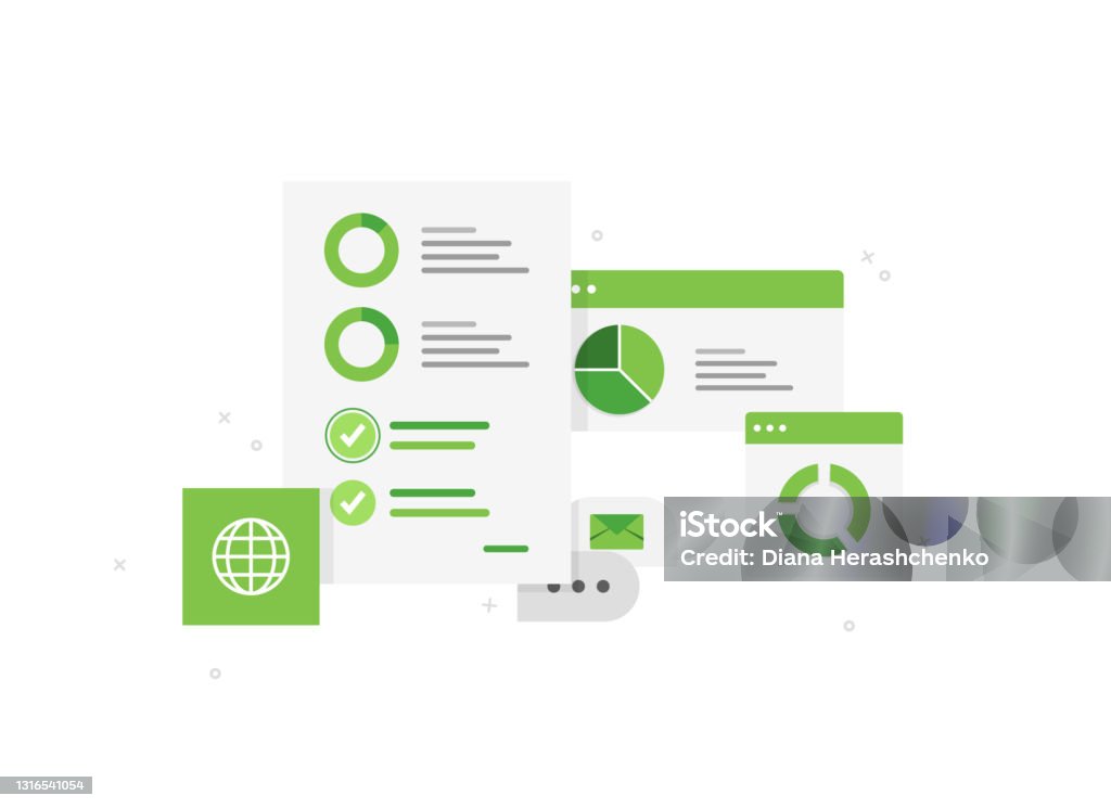 Analytics Graphics Green Analytics Stock Illustration - Download Image Now - Data, Accountancy ...