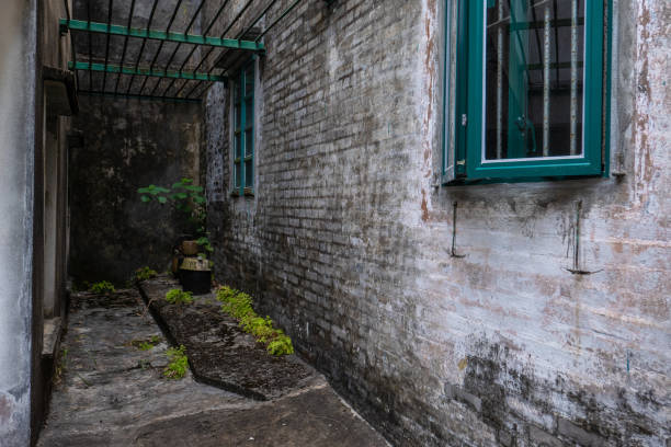 istock Window with an old iron grille on a wall 1316549432