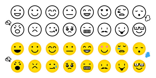 Face icon, emoticon Vector illustration material Face icon, emoticon Vector illustration material relieved face stock illustrations