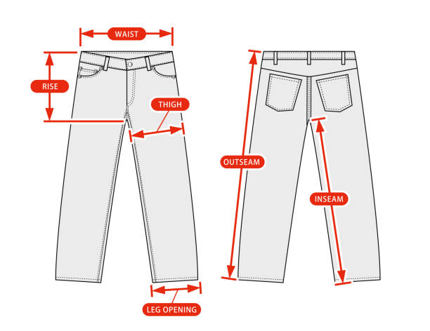 Clothing size chart vector illustration ( Slim denim pants ) Clothing size chart vector illustration ( Slim denim pants ) マーケティング stock illustrations