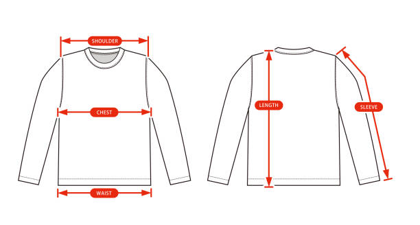 服のサイズチャートベクトルイラスト(長袖シャツ) - 服の丈点のイラスト素材／クリップアート素材／マンガ素材／アイコン素材