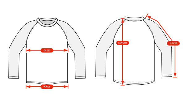 Clothing size chart vector illustration ( Raglan sleeve shirt ) Clothing size chart vector illustration ( Raglan sleeve shirt ) マーケティング stock illustrations