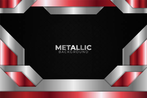 istock Modern Futuristic Abstract Shiny Metallic Red and White with Dark Background 1316555239