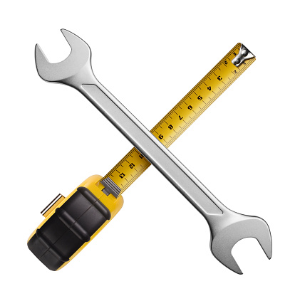 Wrench isolated on grey background. 3d rendering - illustration