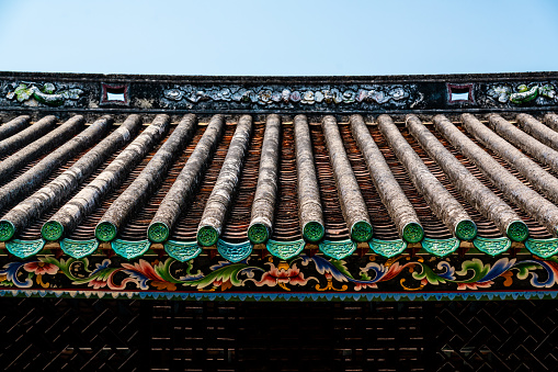 Architectural detail of Gyeongbokgung Palace in Seoul, South Korea.