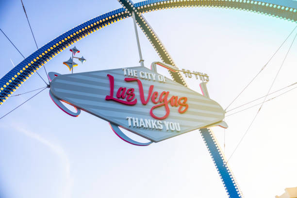 Neon sign welcoming visitors to Las Vegas on Las Vegas Boulevard