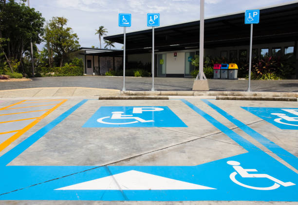istock Parking lot for people disabilities. 1316568143