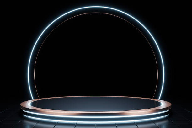 istock 3D abstract futuristic background with a pedestal 1316569903