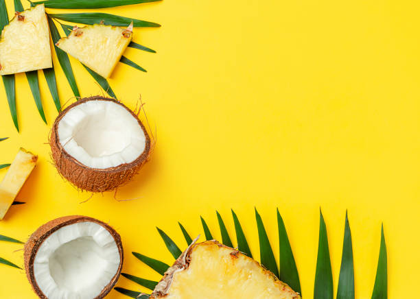 istock Broken coconut and pineapple slices 1316570172