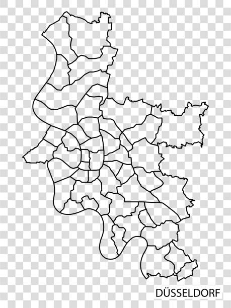 stockillustraties, clipart, cartoons en iconen met de kaart van de hoge kwaliteit van düsseldorf is een stad duitsland, met grenzen van de gebieden. kaart van düsseldorf voor uw website ontwerp, app, ui. eps10. - dusseldorf
