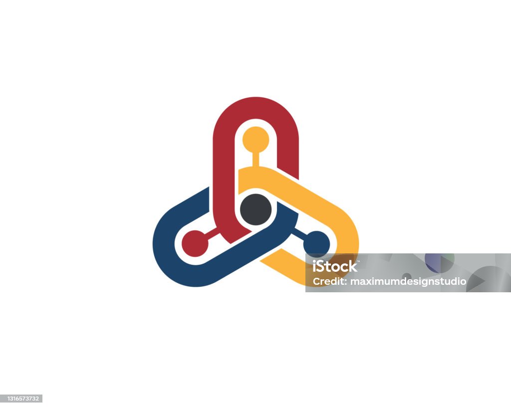 connected interlocked tripple three different colour chains Logo stock vector connected interlocked tripple three different colour chains Logo stock vector