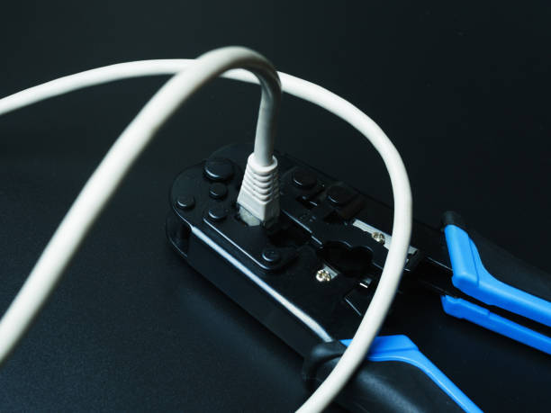 istock Repair process of rj45 cable connection. 1316577822