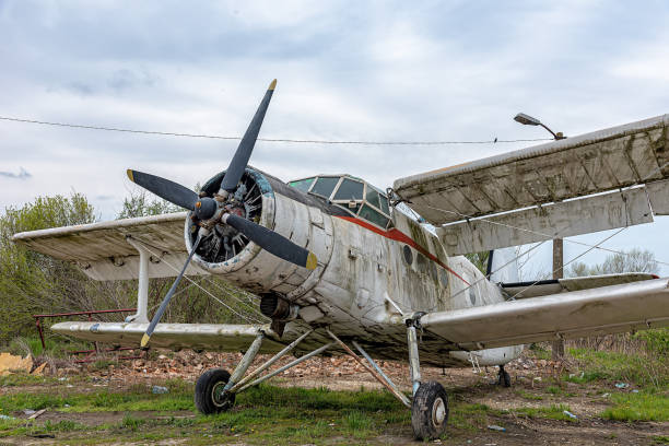 istock Abandoned old biplane. Airplane Cemetery 1316577879