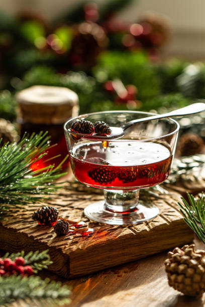 Traditional Siberian dessert - young pine cones jam