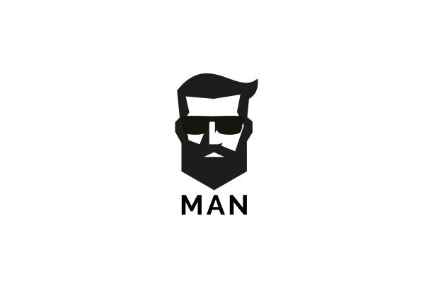 mann kopf sonnenbrille logo-vorlage - masculinity stock-grafiken, -clipart, -cartoons und -symbole