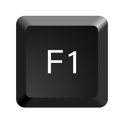 Key with with F1 symbol. Black computer keyboard. Button icon vector illustration.