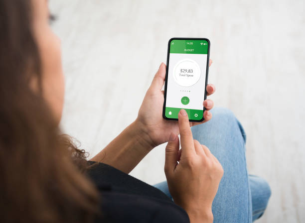 istock Unrecognizable woman using financial app on mobile phone 1316589752