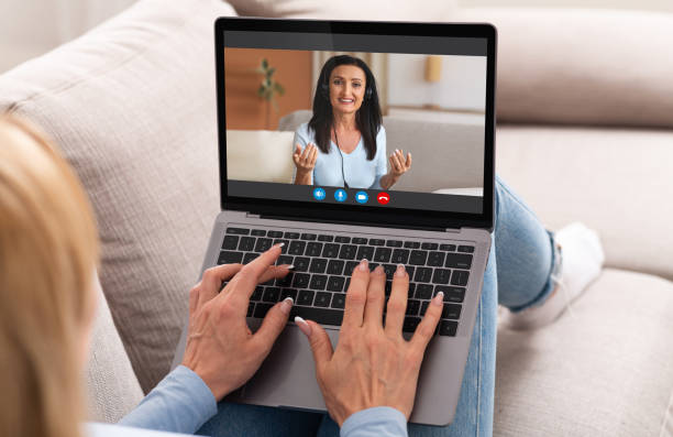 istock Virtual Call. Unrecognizable Woman Using Laptop For Web Conference With Friend 1316590025