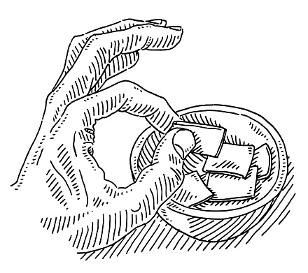 Hand-drawn vector drawing of a Hand Drawing Lots. Black-and-White sketch on a transparent background (.eps-file). Included files are EPS (v10) and Hi-Res JPG.