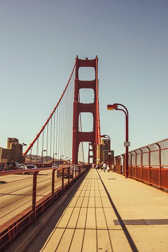 A vertical shot of Golden Gate Bridge in San Francisco, United States of America aka USA