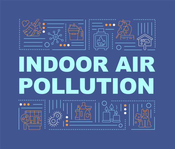 kryta zanieczyszczenie powietrza słowo pojęcia banner - air quality stock illustrations