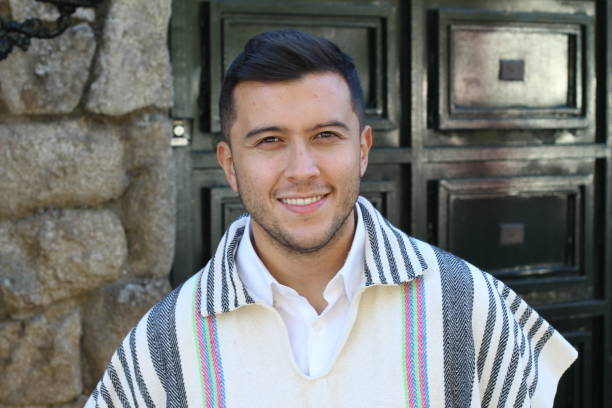Traditional South American man with poncho